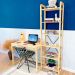 Home Office Escrivaninha e Estante de Madeira Pinus Linea Slim Natural