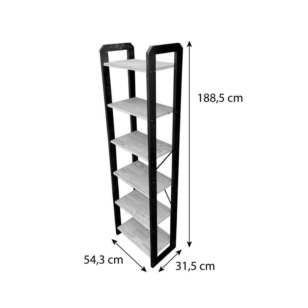 Home Office Escrivaninha e Estante de Madeira Pinus Linea Slim Nozes