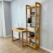 Home Office Escrivaninha e Estante de Madeira Pinus Linea Slim Nozes