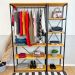 Kit Arara de Roupas High Ample e Estante Style Slim Industrial Nozes e Preto