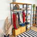 Kit Arara de Roupas Middle Ample com 2 Gaveteiros e Estante Style Slim Industrial Nozes e Preto