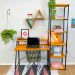 Kit Mesa para Escritório Stair 100cm e Estante Style Slim 6 Prateleiras Industrial Carvalho e Preto