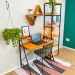 Kit Mesa para Escritório Stair 100cm e Estante Style Slim 6 Prateleiras Industrial Carvalho e Preto