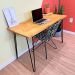 Mesa Escritório de Ferro e Madeira 120cm Hairpin Industrial Nozes e Preto
