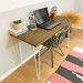 Mesa Escritório de Ferro e Madeira 120cm Hairpin Industrial Tabaco e Branco