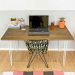 Mesa Escritório de Ferro e Madeira 120cm Hairpin Industrial Tabaco e Branco