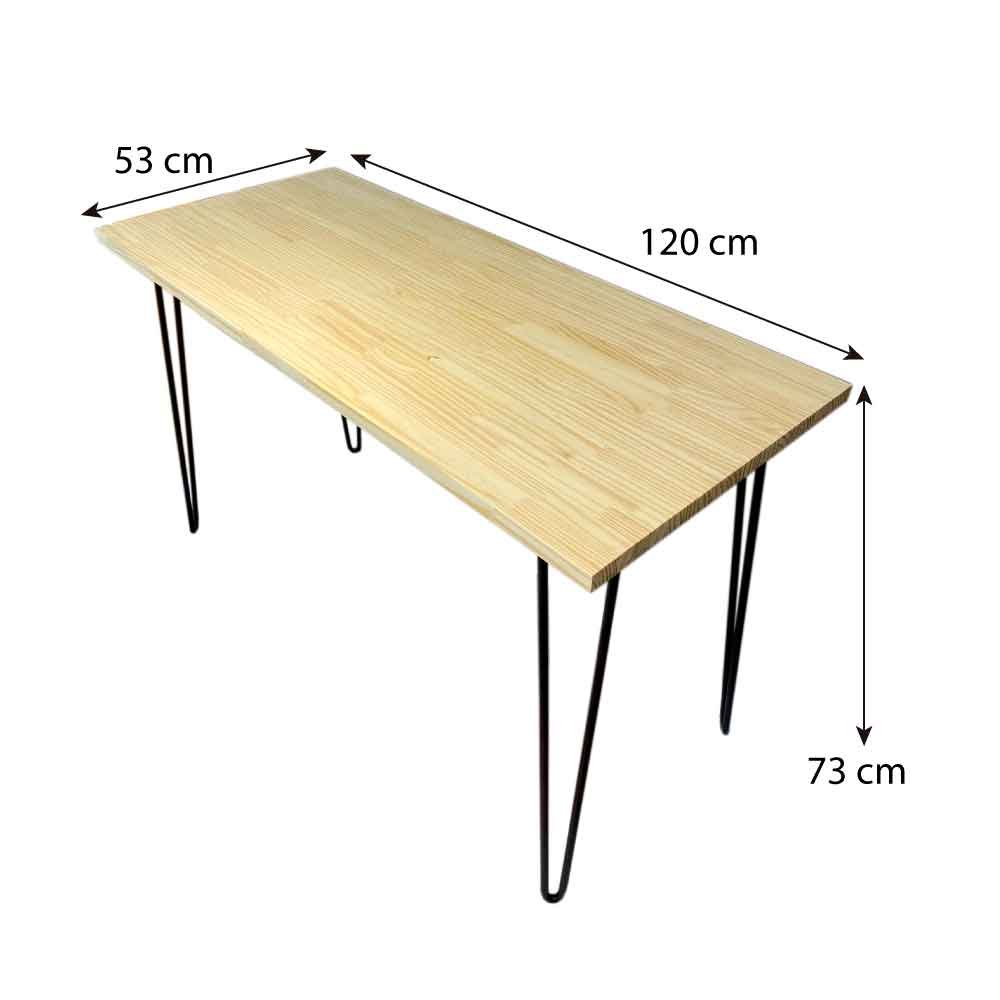 Mesa Escritório de Ferro e Madeira 120cm Hairpin Industrial Tabaco e Branco