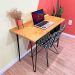 Mesa Escritório de Ferro e Madeira 96cm Hairpin Industrial Nozes e Preto