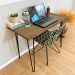 Mesa Escritório de Ferro e Madeira 96cm Hairpin Industrial Tabaco e Preto