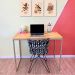 Mesa Escritório de Ferro e Madeira 96cm Style Industrial Nozes e Dourado
