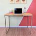 Mesa Escritório de Ferro e Madeira 96cm Style Industrial Nozes e Dourado