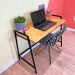 Mesa Escritório de Ferro e Madeira Industrial Steel 100cm Nozes e Preto