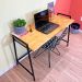 Mesa Escritório de Ferro e Madeira Industrial Steel 124cm Nozes e Preto
