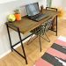 Mesa Escritório de Ferro e Madeira Industrial Steel 124cm Tabaco e Preto