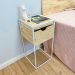 Mesa Lateral com Gaveta Industrial de Ferro e Madeira Natural e Branco