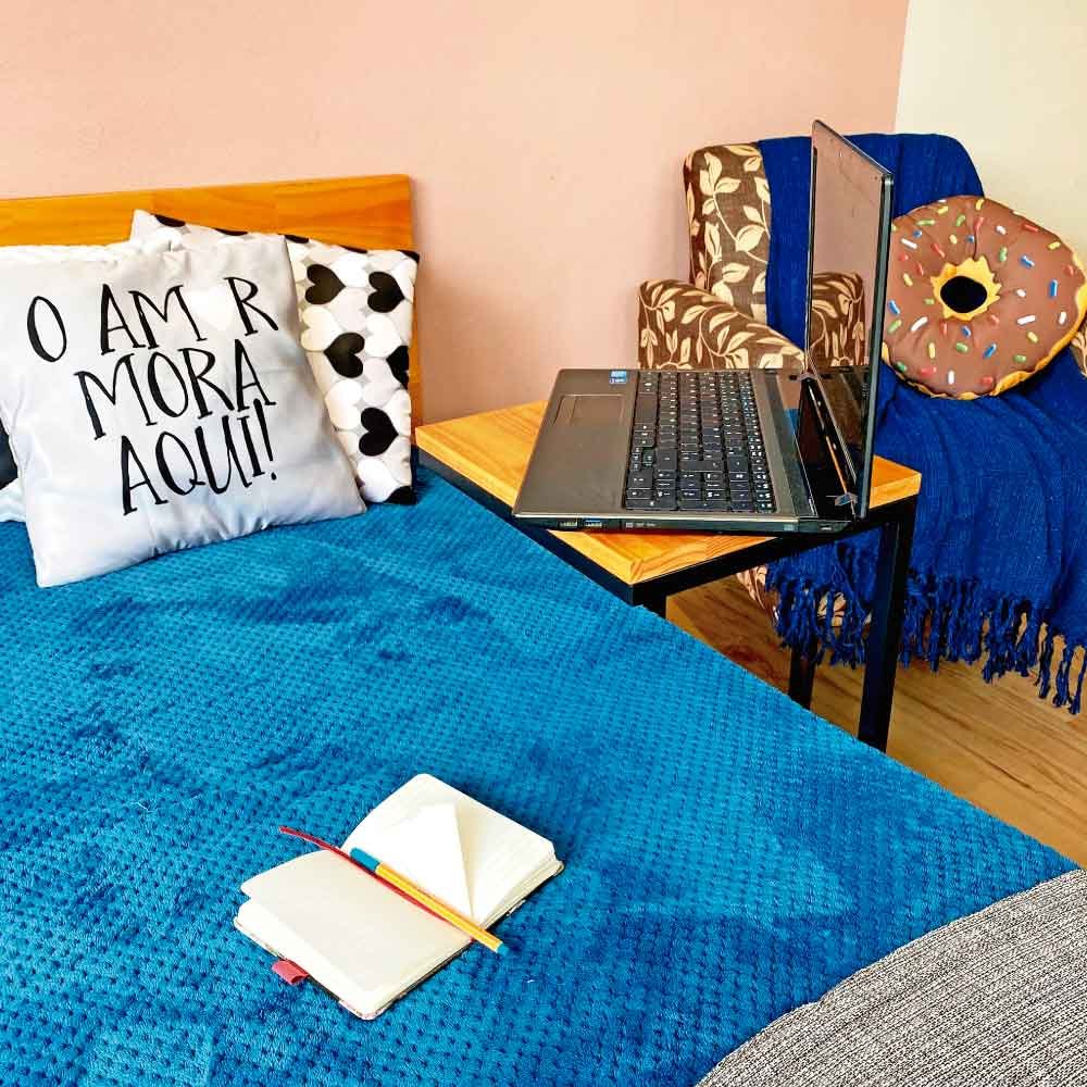 Mesa Lateral de Apoio para Sofá Style Industrial de Ferro e Madeira Carvalho e Preto