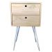 Mesa Lateral de Ferro e Madeira Industrial HairPin  Dual Gaveteiro Natural e Branco