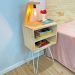 Mesa Lateral de Ferro e Madeira Industrial HairPin  Dual Prateleira Natural e Branco