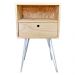 Mesa Lateral de Ferro e Madeira Industrial HairPin  Dual Prateleira e Gaveta Natural e Branco