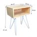 Mesa Lateral de Ferro e Madeira Industrial HairPin  Uno Natural e Branco