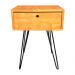 Mesa Lateral de Ferro e Madeira Industrial HairPin  Uno com 1 Gaveta Carvalho e Preto