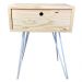 Mesa Lateral de Ferro e Madeira Industrial HairPin  Uno com 1 Gaveta Natural e Branco