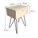 Mesa Lateral de Ferro e Madeira Industrial HairPin  Uno com 1 Gaveta Natural e Preto
