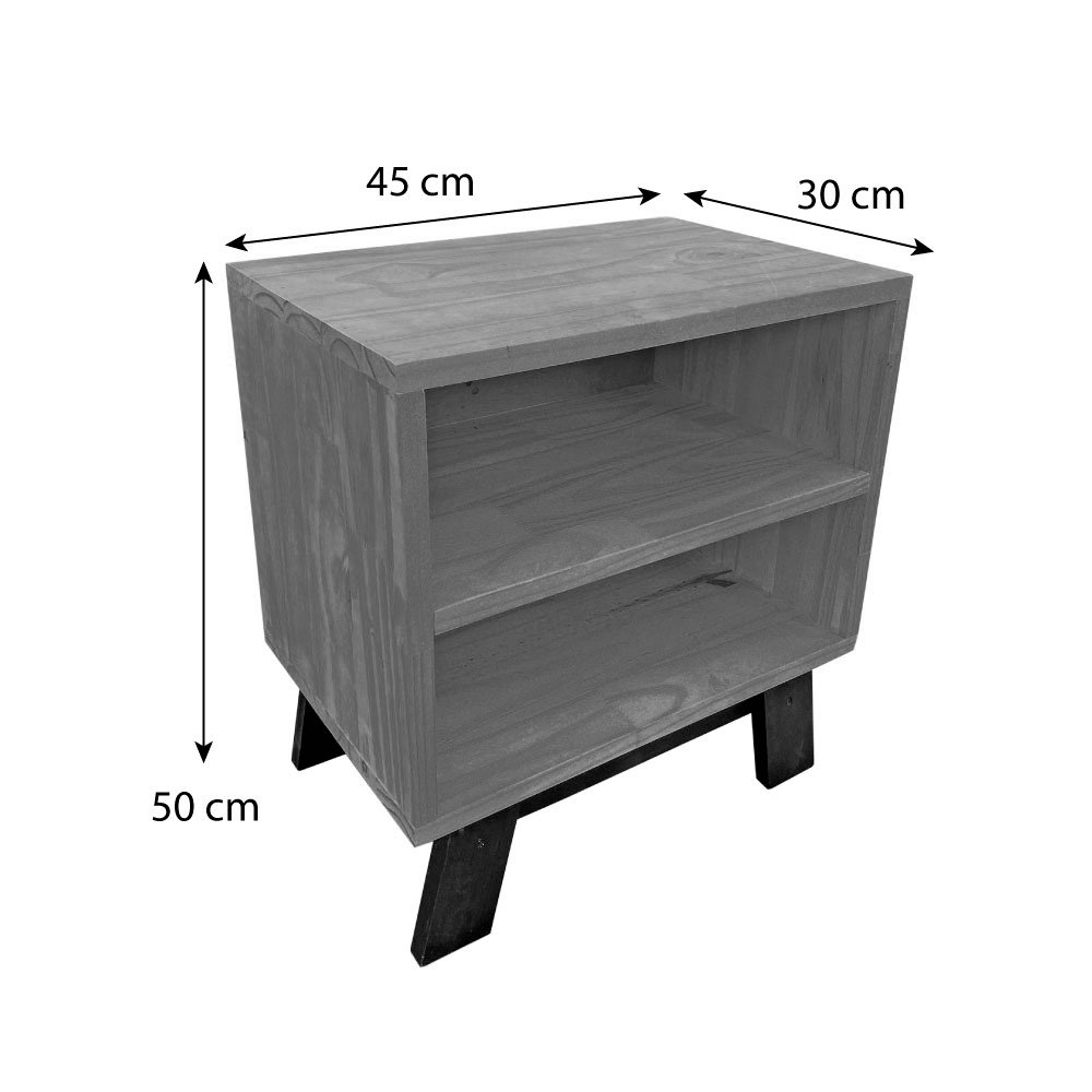 Mesa Lateral de Madeira Woods Dual Prateleira Natural e Preto