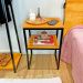 Mesa de Cabeceira Style de Ferro e Madeira Square Industrial Carvalho e Preto