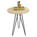Mesa de Canto Circular de Ferro e Madeira Industrial Hairpin Natural e Preto