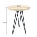 Mesa de Canto Circular de Ferro e Madeira Industrial Hairpin Natural e Preto