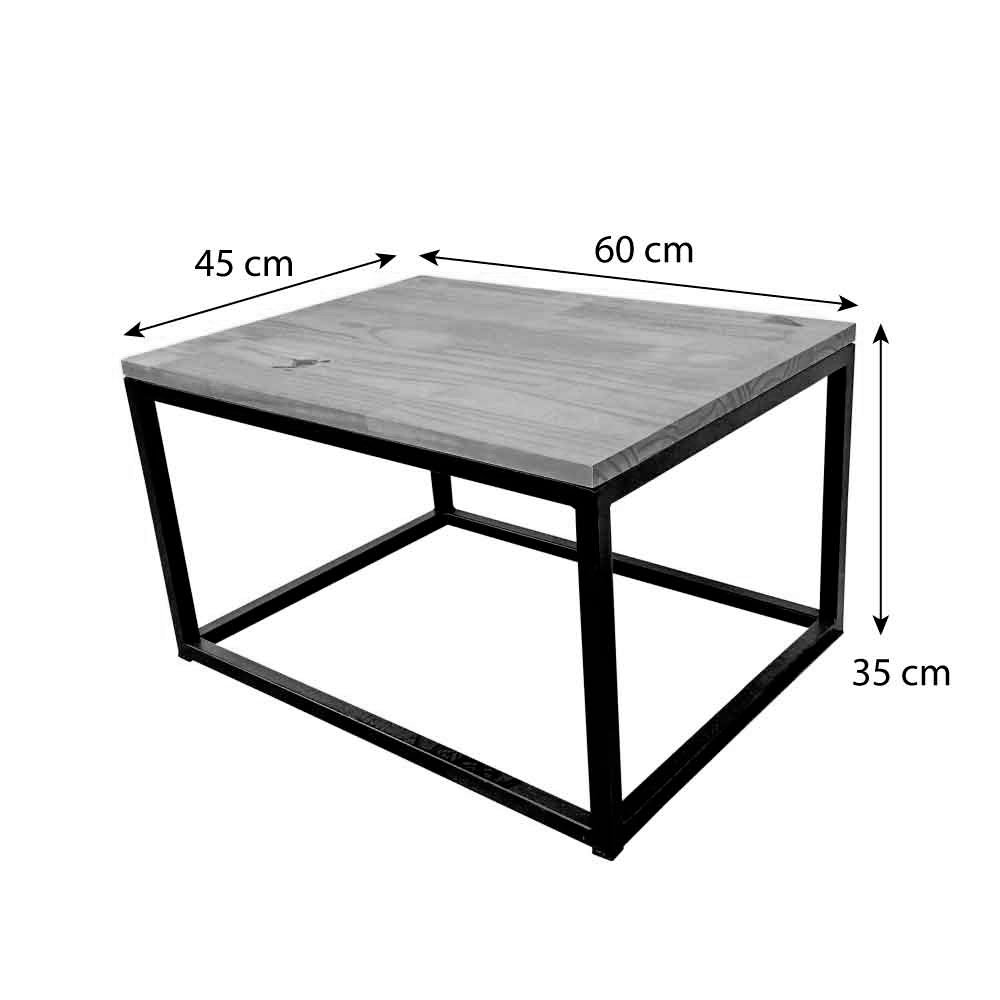 Mesa de Centro Retangular de Ferro e Madeira Style Industrial Natural e Preto