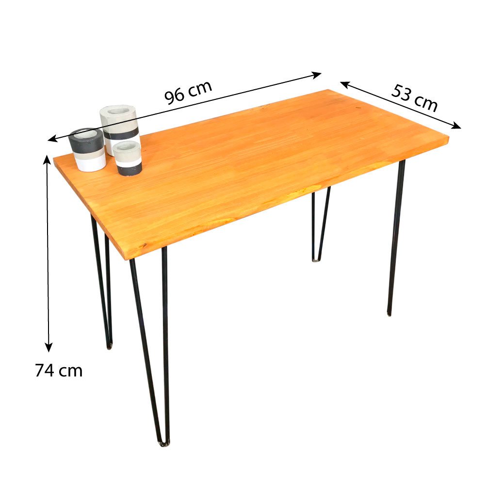Mesa para Escritório de Ferro e Madeira  96cmHairpin Industrial Carvalho e Preto
