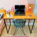 Mesa para Escritório de Ferro e Madeira 96cm Style Industrial Carvalho e Preto