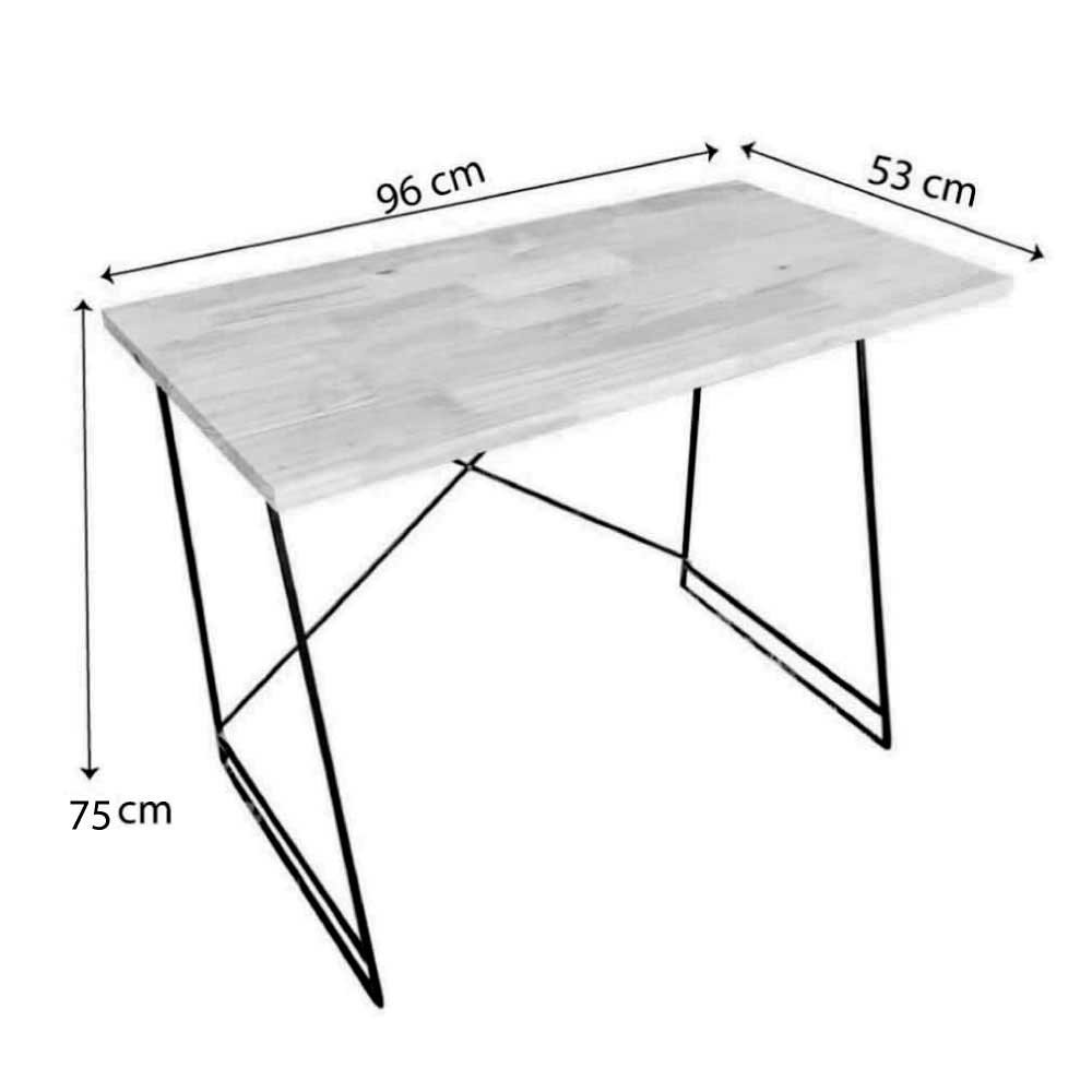 Mesa para Escritório de Ferro e Madeira Industrial Carvalho e Branco