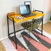 Mesa para Escritório de Ferro e Madeira Industrial Steel 100cm Carvalho e Preto