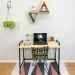 Mesa para Escritório de Ferro e Madeira Industrial Steel 100cm Natural e Preto