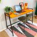 Mesa para Escritório de Ferro e Madeira Industrial Steel 124cm Carvalho e Preto