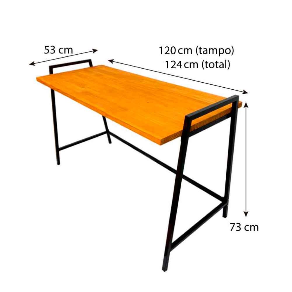 Mesa para Escritório de Ferro e Madeira Industrial Steel 124cm Carvalho e Preto