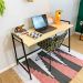 Mesa para Escritório de Ferro e Madeira Industrial Steel 124cm Natural e Preto