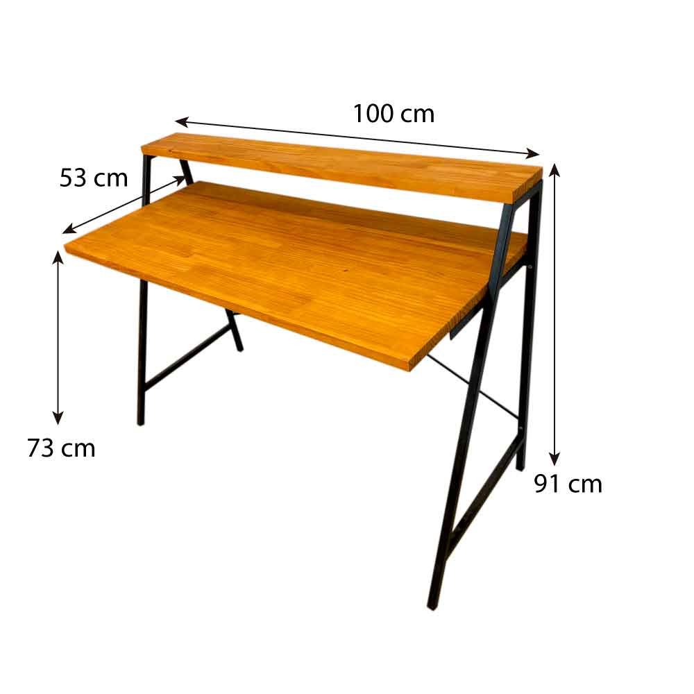 Mesa para Escritório de Ferro e Madeira Style Stair 100cm Carvalho e Preto