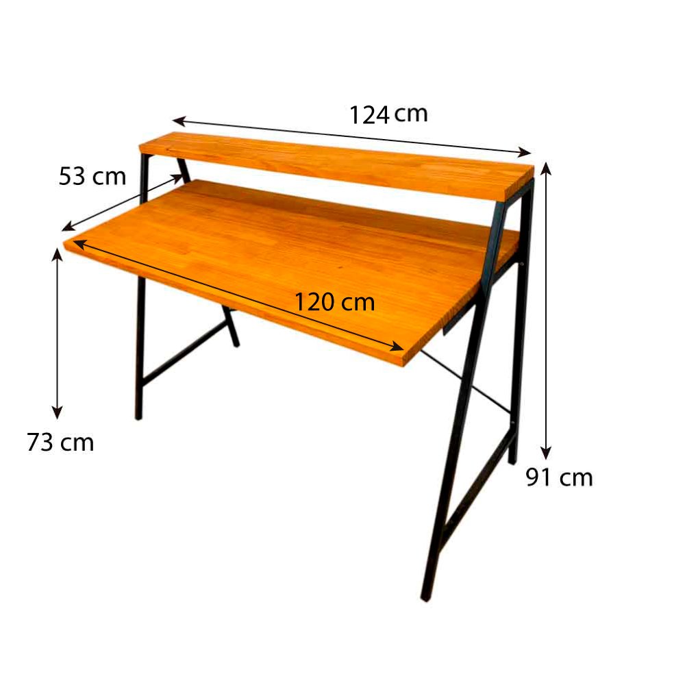 Mesa para Escritório de Ferro e Madeira Style Stair 124cm Carvalho e Preto
