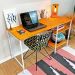 Mesa para Escritório de Ferro e Madeira com Prateleiras Style Industrial Carvalho e Branco