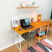 Mesa para Escritório de Ferro e Madeira com Prateleiras Style Industrial Carvalho e Branco