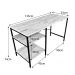 Mesa para Escritório de Ferro e Madeira com Prateleiras Style Industrial Carvalho e Branco