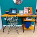 Mesa para Escritório de Ferro e Madeira com Prateleiras Style Industrial Carvalho e Preto