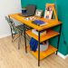 Mesa para Escritório de Ferro e Madeira com Prateleiras Style Industrial Carvalho e Preto