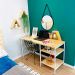 Mesa para Escritório de Ferro e Madeira com Prateleiras Style Industrial Natural e Branco