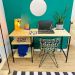 Mesa para Escritório de Ferro e Madeira com Prateleiras Style Industrial Natural e Preto
