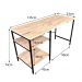 Mesa para Escritório de Ferro e Madeira com Prateleiras Style Industrial Natural e Preto